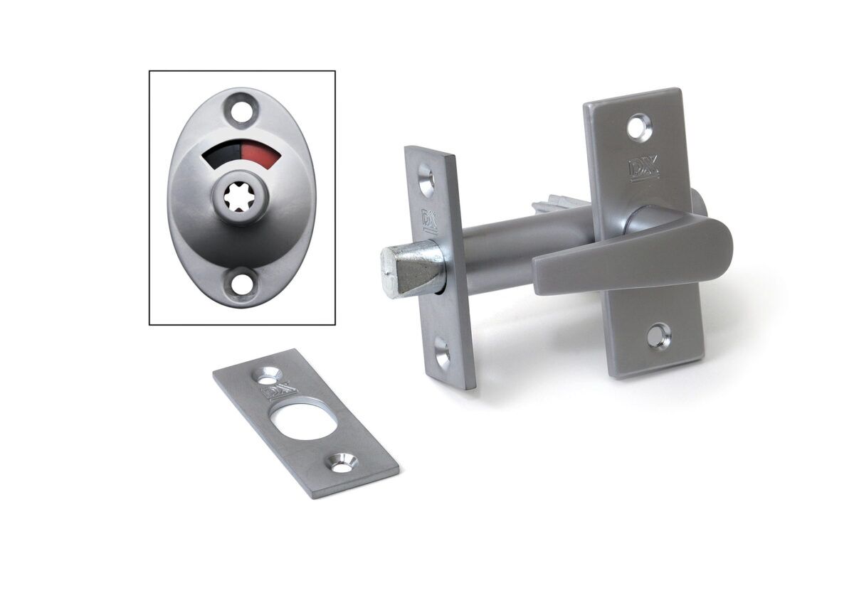 Mortise bolt with WC fitting and strike plate length 70 mm silver-grey